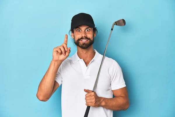 Long Haired Golfer Club Hat Having Idea Inspiration Concept — Stock Photo, Image