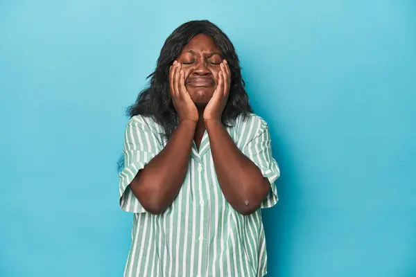 Young African American Curvy Woman Crying Unhappy Something Agony Confusion — Stock Photo, Image