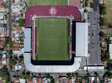 Buenos Aires, Argentina, Marzo 4, 2023 Aerial photography of the Ciudad de Lans-Nstor Daz Prez Stadium. Lans Stadium. La Fortaleza clipart