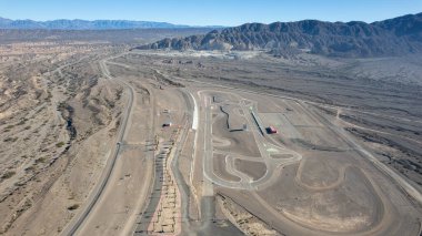 San Juan, Argentina, August 29, 2024: Aerial view of San Juan Villicum Circuit, Cuyo. clipart