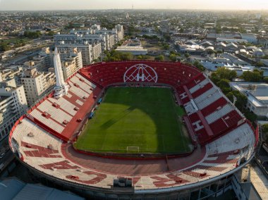 Buenos Aires, Argentina, Marzo 4, 2023 Aerial photography of the Ciudad de Lans-Nstor Daz Prez Stadium. Lans Stadium. (