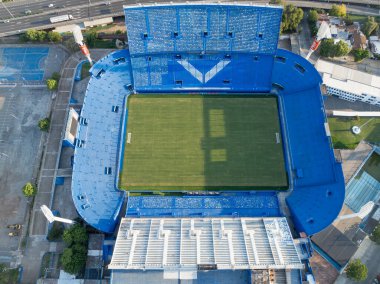 Buenos Aires, Arjantin, 6 Şubat 2023 futbol stadyumu Estadio Jos Dellagiovanna. Tigre Atletizm Kulübü. Hava görünümü.