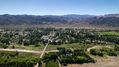 Aerial view of the town of Uspallata, Mendoza, Argentina. clipart