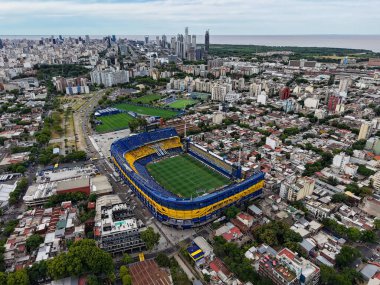 Buenos Aires, Arjantin, Enero 05, 2025; Sunset Boca Juniors Stadyumu 'ndaki hava fotoğrafı. Arjantin 'den futbol stadyumu. 