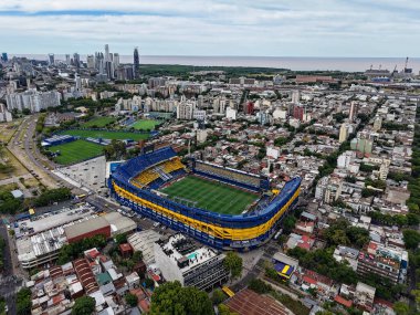 Buenos Aires, Arjantin, Enero 05, 2025; Sunset Boca Juniors Stadyumu 'ndaki hava fotoğrafı. Arjantin 'den futbol stadyumu. 