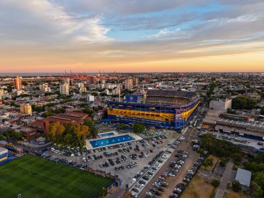 Buenos Aires, Arjantin, Enero 05, 2025; Sunset Boca Juniors Stadyumu 'ndaki hava fotoğrafı. Arjantin 'den futbol stadyumu. 