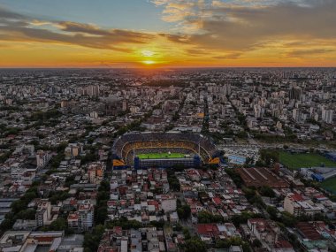 Buenos Aires, Arjantin, Enero 05, 2025; Sunset Boca Juniors Stadyumu 'ndaki hava fotoğrafı. Arjantin 'den futbol stadyumu. 
