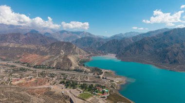 Potrerillos Barajı 'nın hava manzarası, Mendoza.