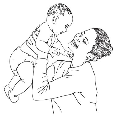 mutlu anne holding gülen bebek