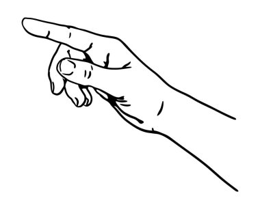 El parmağı siyah beyaz vektörü işaret ediyor.