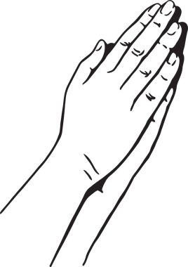 Dua eden ellerin siyah beyaz çizimi