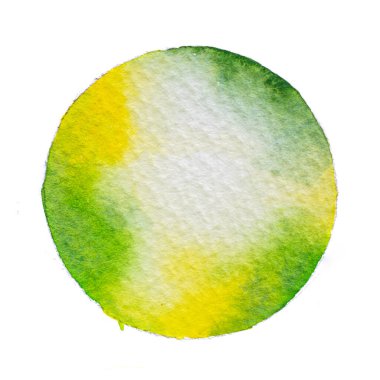 Paint a circle of watercolor for the text message background. Colorful splashing in the paper. It is wet texture from brushes. Picture for creative wallpaper or design art work.