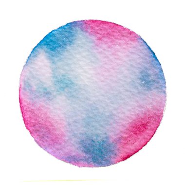 Paint a circle of watercolor for the text message background. Colorful splashing in the paper. It is wet texture from brushes. Picture for creative wallpaper or design art work.