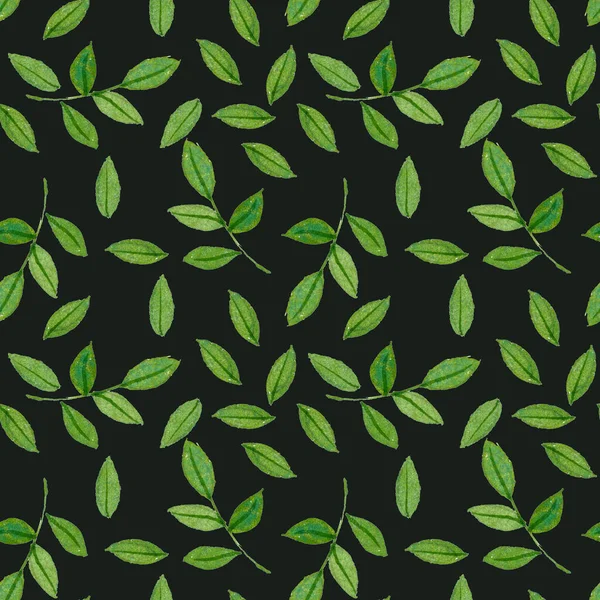 Безшовний Візерунок Зеленим Листям — стокове фото