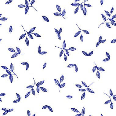 Elle çizilmiş suluboya bitkisel yaprakların kusursuz deseni. Arkaplan, tasarım, duvar kağıdı veya kapak cep telefonu modeli.