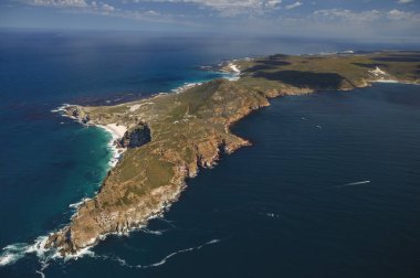 Cape Point 'in ve Ümit Burnu' nun havadan görünüşü. Cape Town 'da. Batı Burnu. Güney Afrika