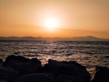 Rafina Yunanistan 'da sabah güzel deniz manzarası