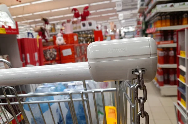 Compras Supermercado Shopping Com Carrinho — Fotografia de Stock
