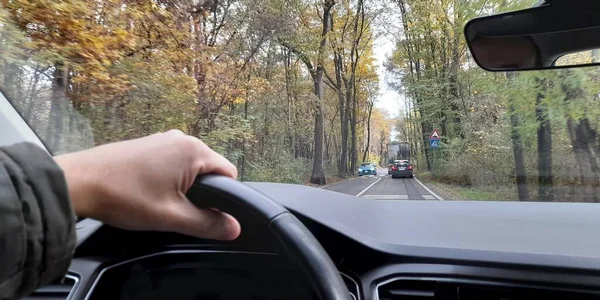 Autofahren Einem Herbsttag — Stockfoto