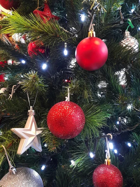 Christmas Tree Decorated Balls Decorations — Stock Photo, Image