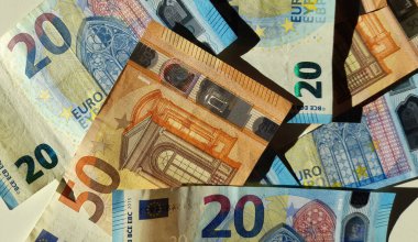 Banknotes of 20 and 50 euros on the table