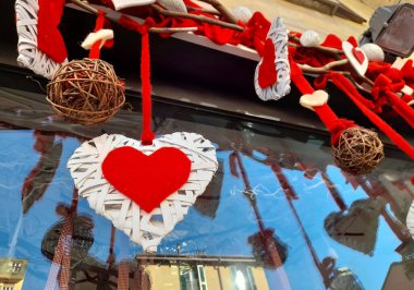 Shop window decorated for Valentine's Day