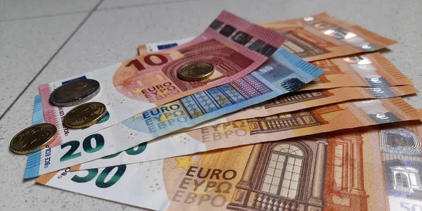 Notas Euros Nas Mãos Homem Riqueza — Fotografia de Stock