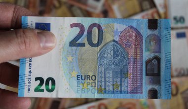 20 avroluk banknotlar saymak - zenginlik