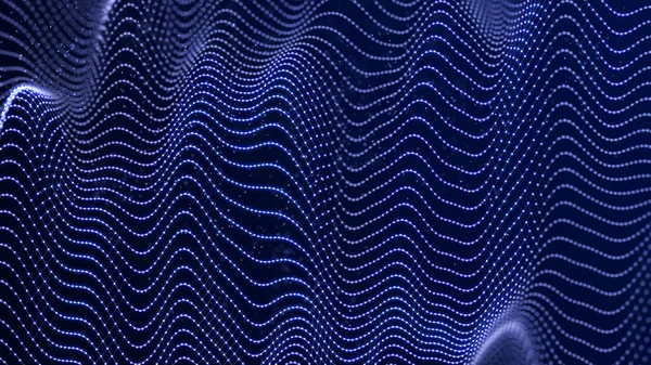 多くの点を持つ未来的な波 要旨色付きドットの動きの背景 技術や科学 3Dレンダリング — ストック写真