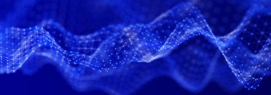 Noktalı ve çizgili dijital manzara. Siber uzay şebekesi. Tasarımın için arka plan konsepti. 3d oluşturma