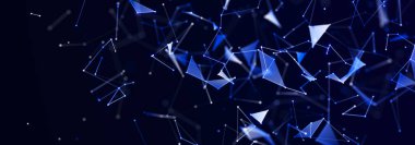 Parlayan odaklanmış parçacıklara sahip teknoloji arka planı. Büyük veri. Dijital arka plan. 3B görüntüleme