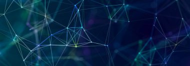 Noktalı ve çizgili çokgen arkaplan. Ağ bağlantısı yapısı. Bilim ve teknoloji. 3d oluşturma