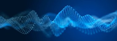 Noktalı ve çizgili dijital manzara. Siber uzay şebekesi. Tasarımın için arka plan konsepti. 3d oluşturma