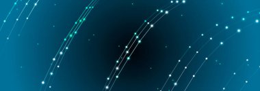 Bilim kurgu geçmişi. Noktalı ve çizgili dijital manzara. Siber uzay şebekesi. Tasarımın için arka plan konsepti. 3d oluşturma