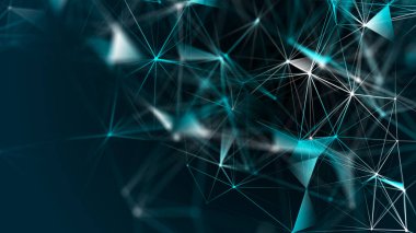 Teknoloji geçmişi. Bal peteği konsepti. Büyük veri. Birbirine bağlı noktalar ve çizgiler olan altıgen uzay. 3d oluşturma