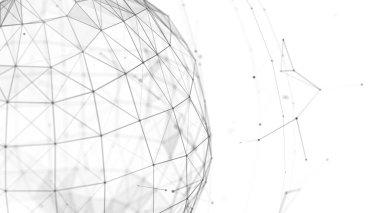 Soyut 3D küre. Fütürist noktalar arka planı. Renkli müzik yüzeyi. Sihirli çizim. 3d oluşturma.