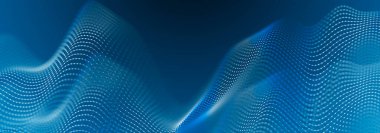 Karanlık bir arka planda güzel kıvrımlı dalga. Dijital teknoloji geçmişi. Ağ kavramı. 3B görüntüleme