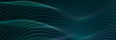 Noktalı ve çizgili dijital manzara. Siber uzay şebekesi. Tasarımın için arka plan konsepti. 3d oluşturma