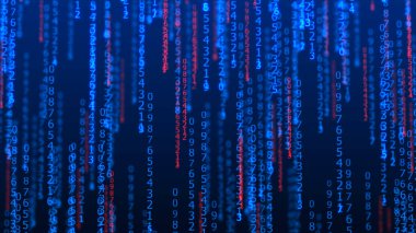 Farklı boyutlarda siber uzay arkaplanı. Büyük veri görselleştirmesi. Hacker konsepti. Soyut matris. Teknoloji ya da bilim afişi. 3d oluşturma
