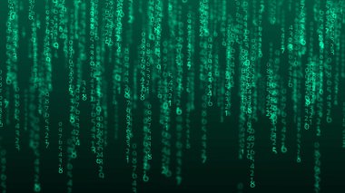 Farklı boyutlarda siber uzay arkaplanı. Büyük veri görselleştirmesi. Hacker konsepti. Soyut matris. Teknoloji ya da bilim afişi. 3d oluşturma