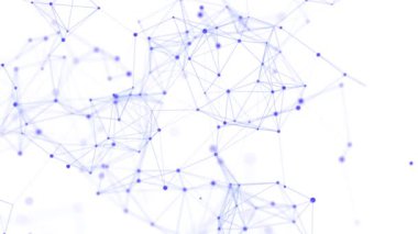 Noktalı ve çizgi hareketli soyut çokgen boşluk. Veri teknolojisi ve bilimsel çizim. 3D görüntüleme. Kusursuz döngü. 4K