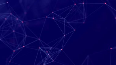 Noktalı ve çizgi hareketli soyut çokgen boşluk. Veri teknolojisi ve bilimsel çizim. 3D görüntüleme. Kusursuz döngü. 4K