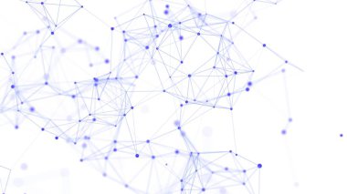 Noktalı ve çizgi hareketli soyut çokgen boşluk. Veri teknolojisi ve bilimsel çizim. 3d oluşturma.