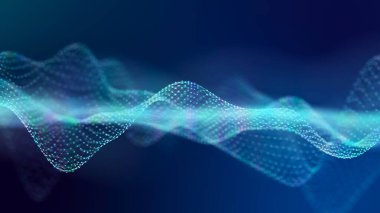 Noktalı ve çizgili dijital manzara. Siber uzay şebekesi. Tasarımın için arka plan konsepti. 3d oluşturma