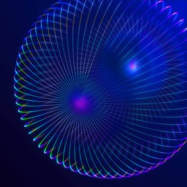 Soyut 3D küre. Koyu arkaplan üzerinde noktalar olan bir küre ağı. Bilim ve teknoloji.