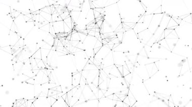 Noktalı ve çizgi hareketli soyut çokgen boşluk. Veri teknolojisi ve bilimsel çizim. Üç boyutlu. Kusursuz döngü. 4K