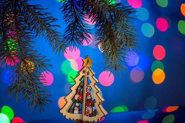 Árbol Navidad Juguete Fondo Brillante Fabuloso Con Espacio Para Copiar — Foto de Stock