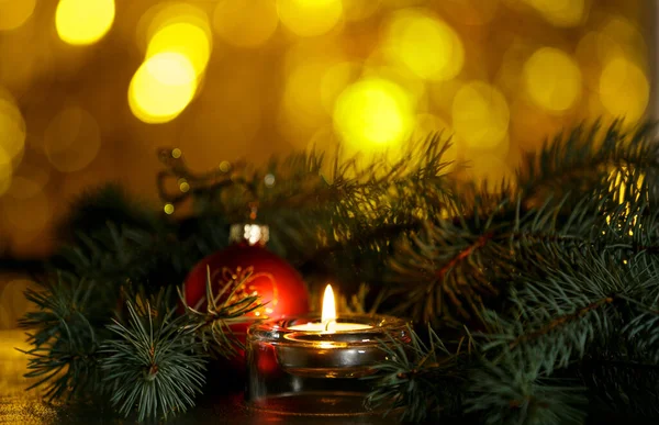 Christmas Burning Candle Sparkling Fabulous Background Copy Space Christmas Background — Stock Photo, Image