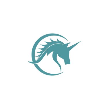 Tek boynuzlu at logo tasarım illüstrasyon vektörü