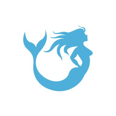 Deniz kızı logo tasarım illüstrasyon vektörü